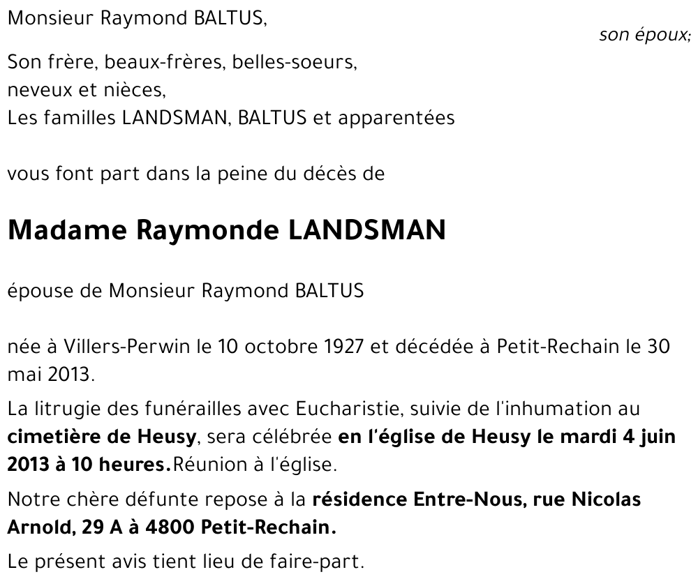 Raymonde LANDSMAN