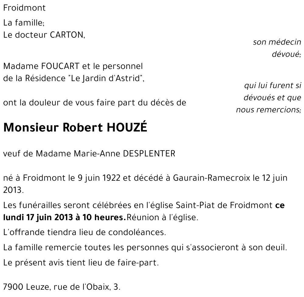 Robert HOUZÉ