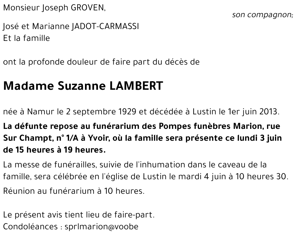 Suzanne LAMBERT