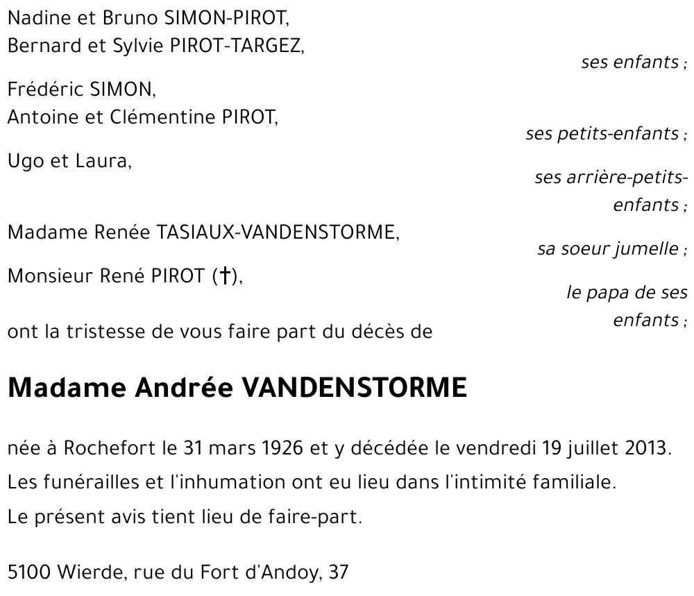 Andrée VANDENSTORME