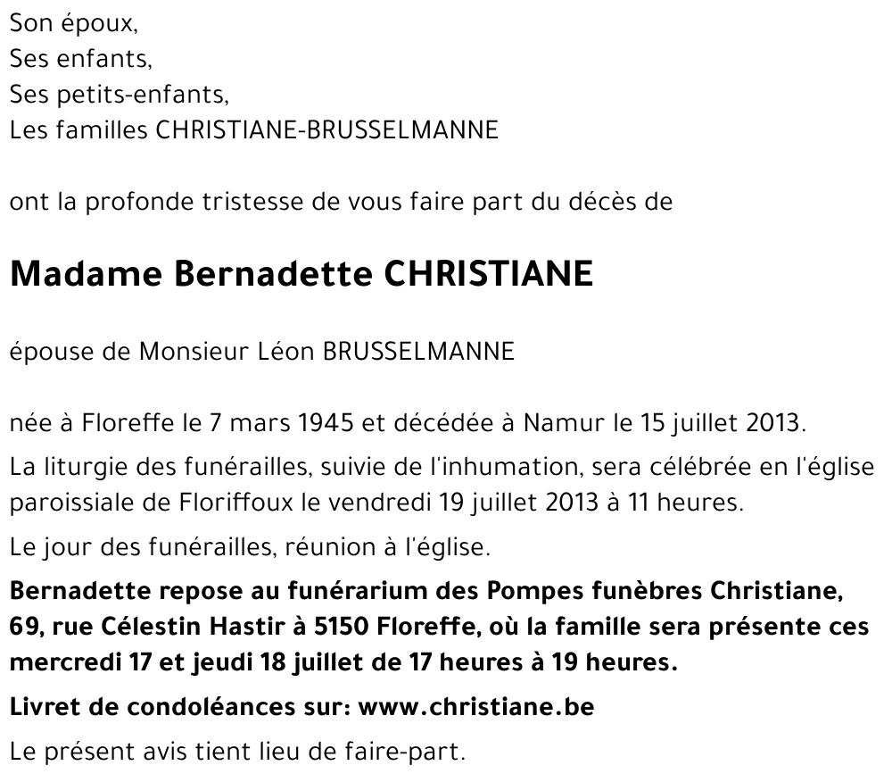 Bernadette CHRISTIANE