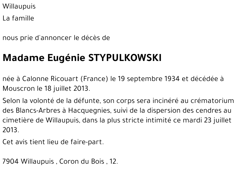 Eugénie STYPULKOWSKI