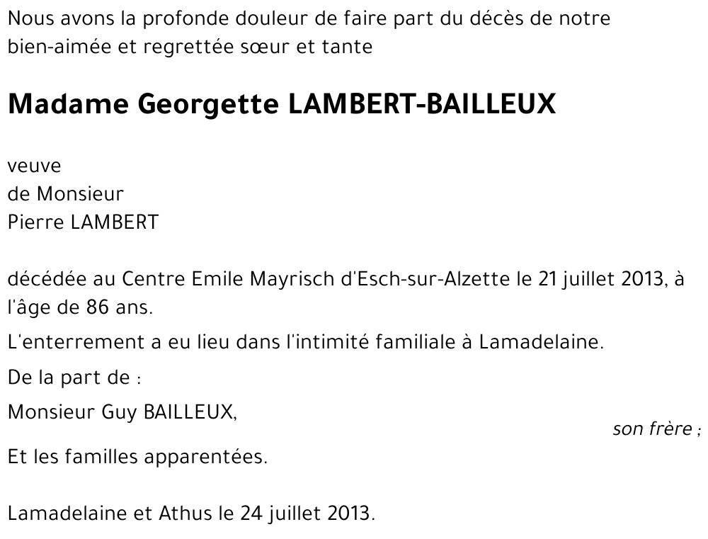 Georgette LAMBERT-BAILLEUX