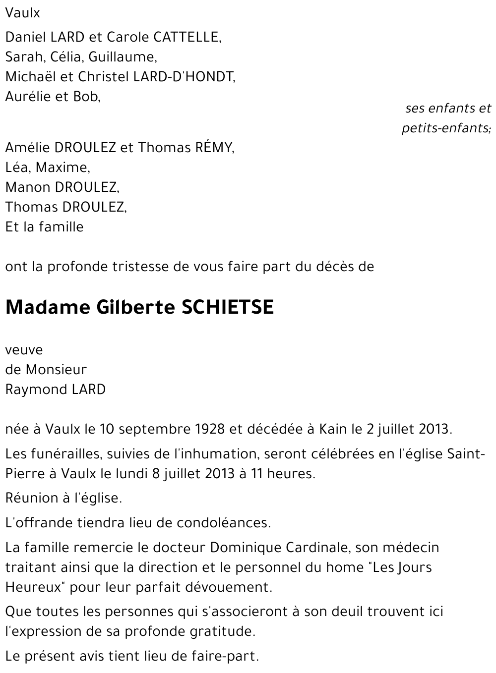 Gilberte SCHIETSE