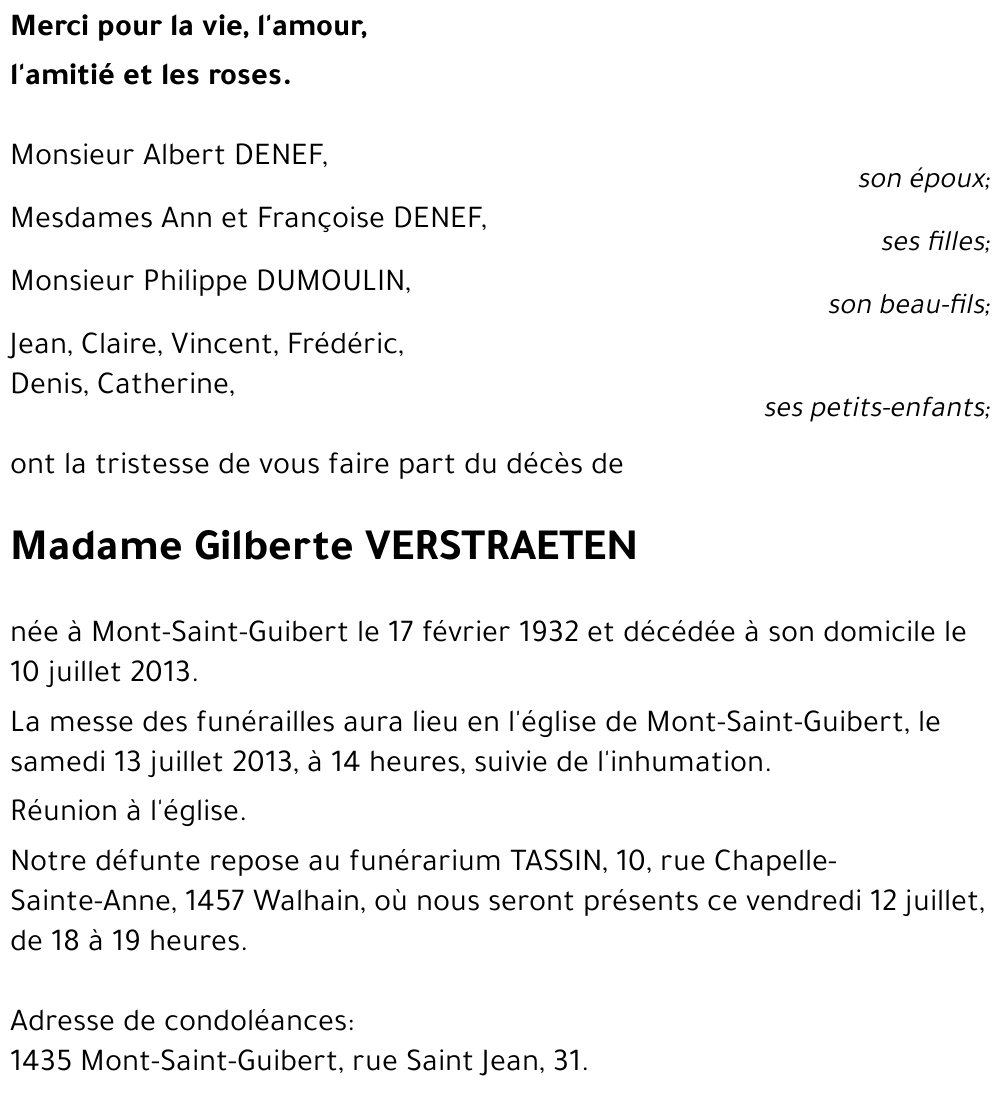 Gilberte VERSTRAETEN