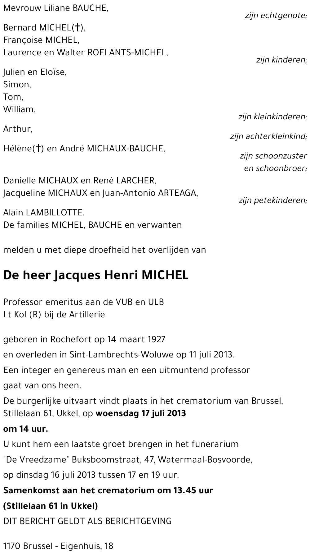 Jacques Henri MICHEL