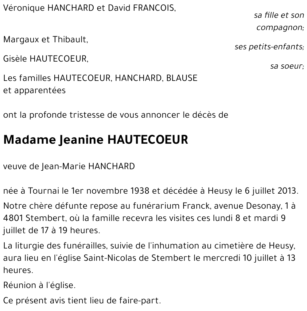 Jeanine HAUTECOEUR