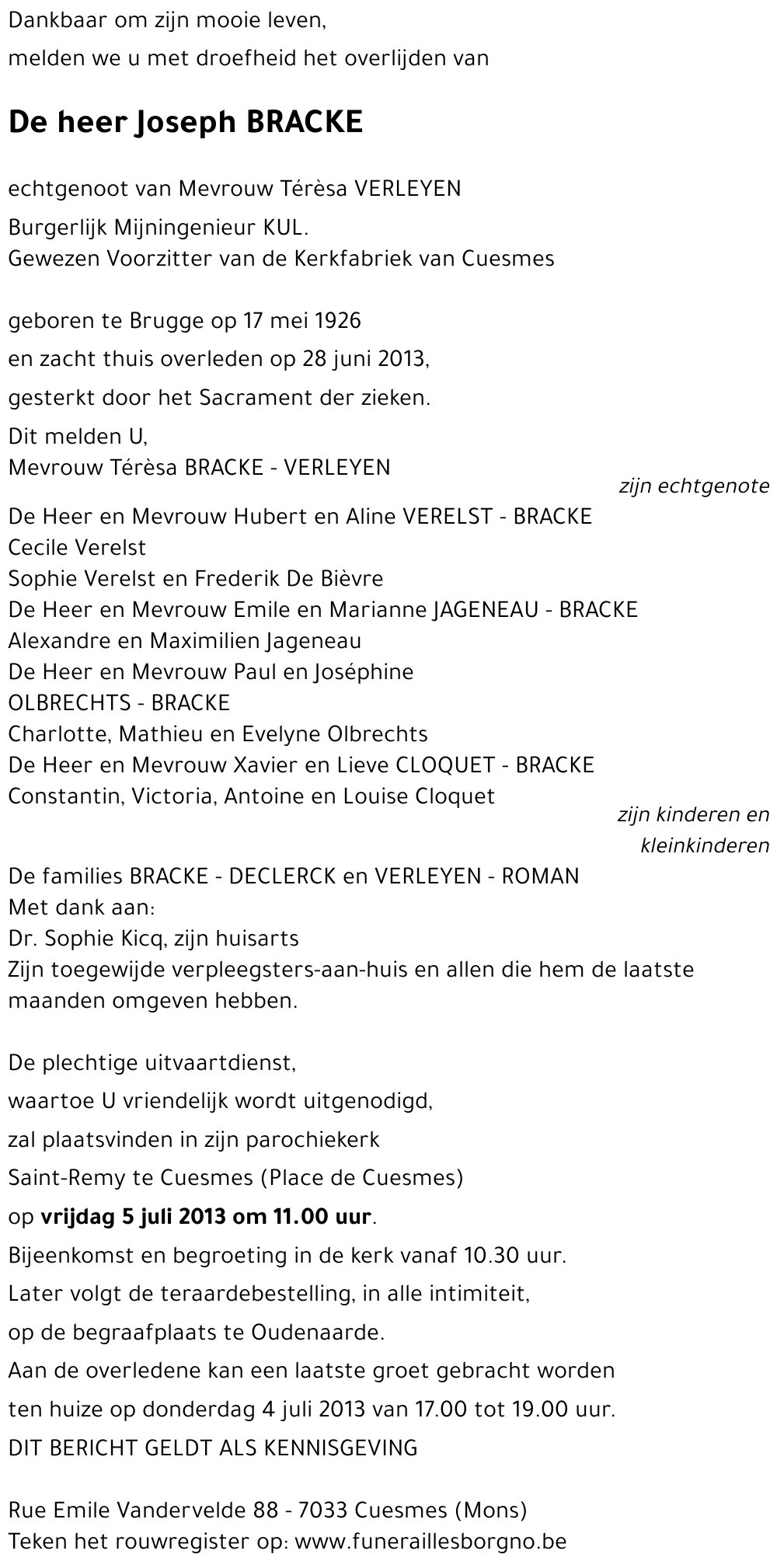 Joseph BRACKE
