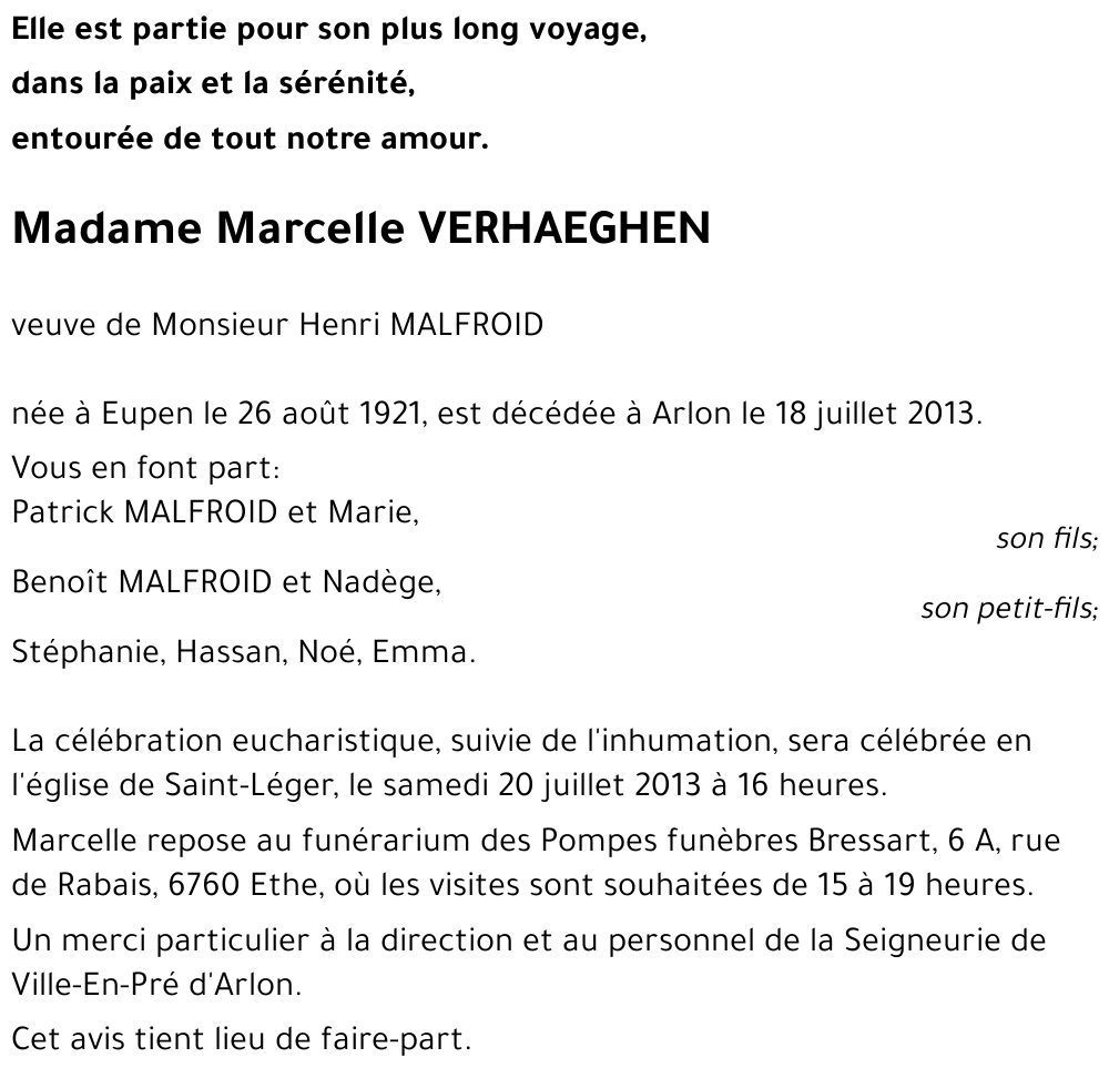 Marcelle VERHAEGHEN