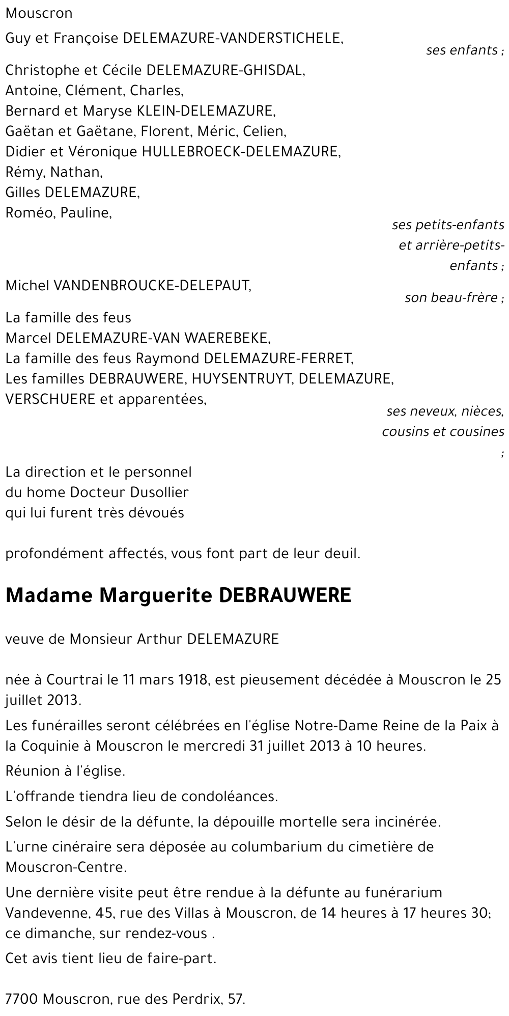 Marguerite DEBRAUWERE