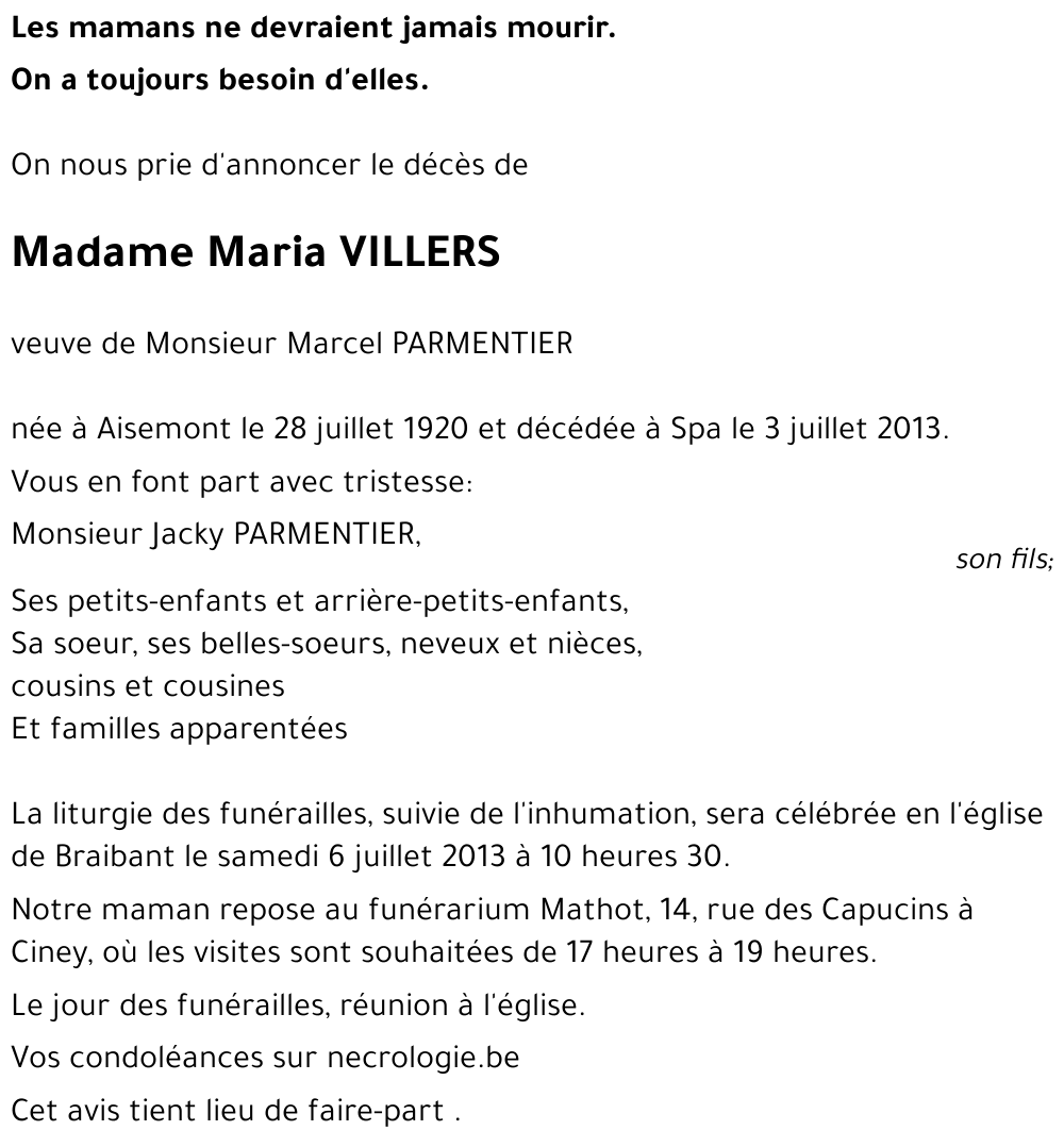 MARIA VILLERS