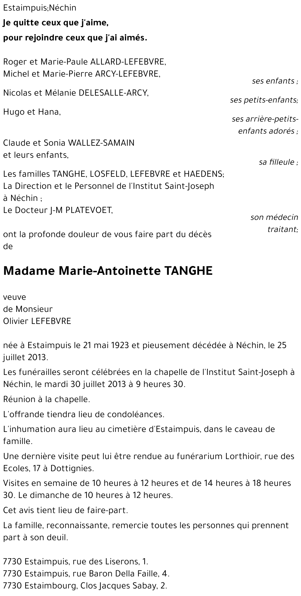 Marie-Antoinette TANGHE