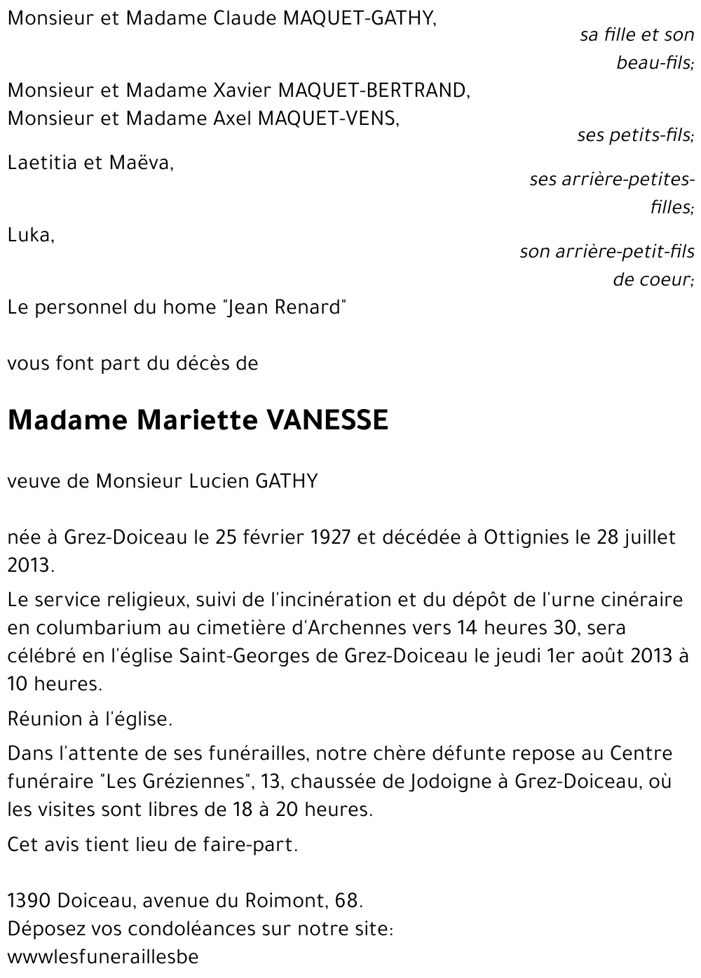 Mariette VANESSE