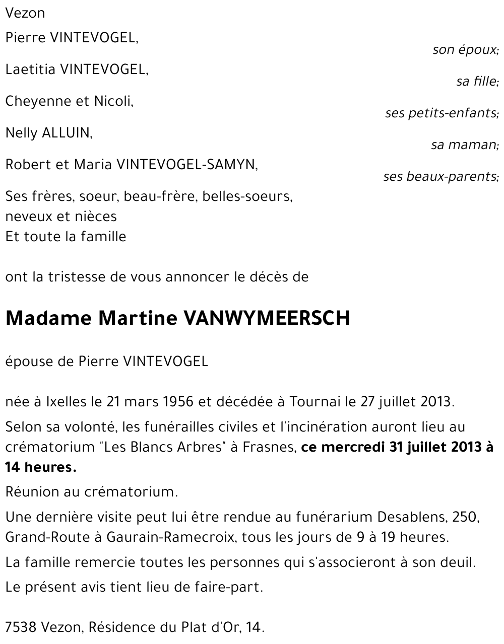 Martine VANWYMEERSCH