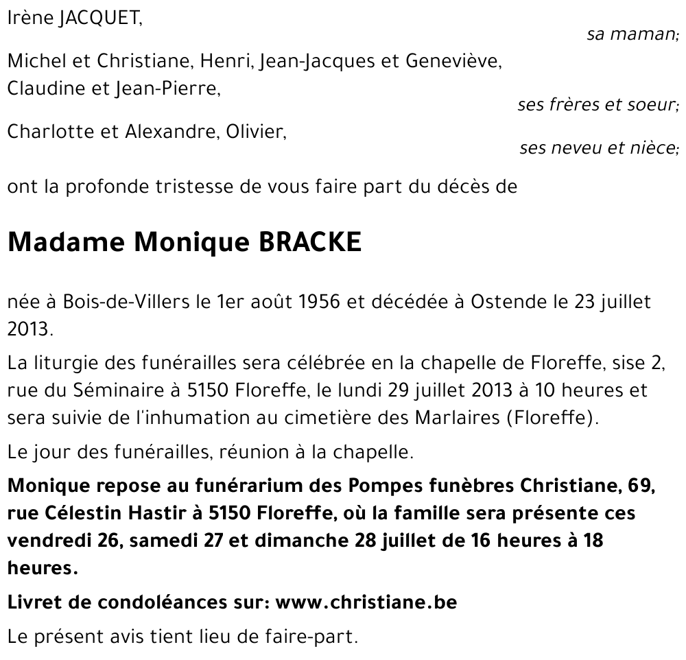Monique BRACKE