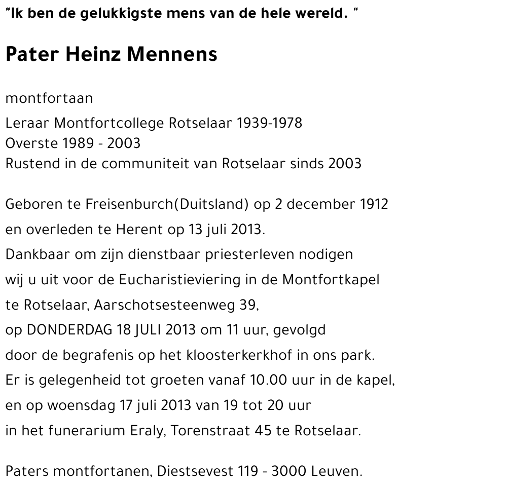 Pater Heinz MENNENS