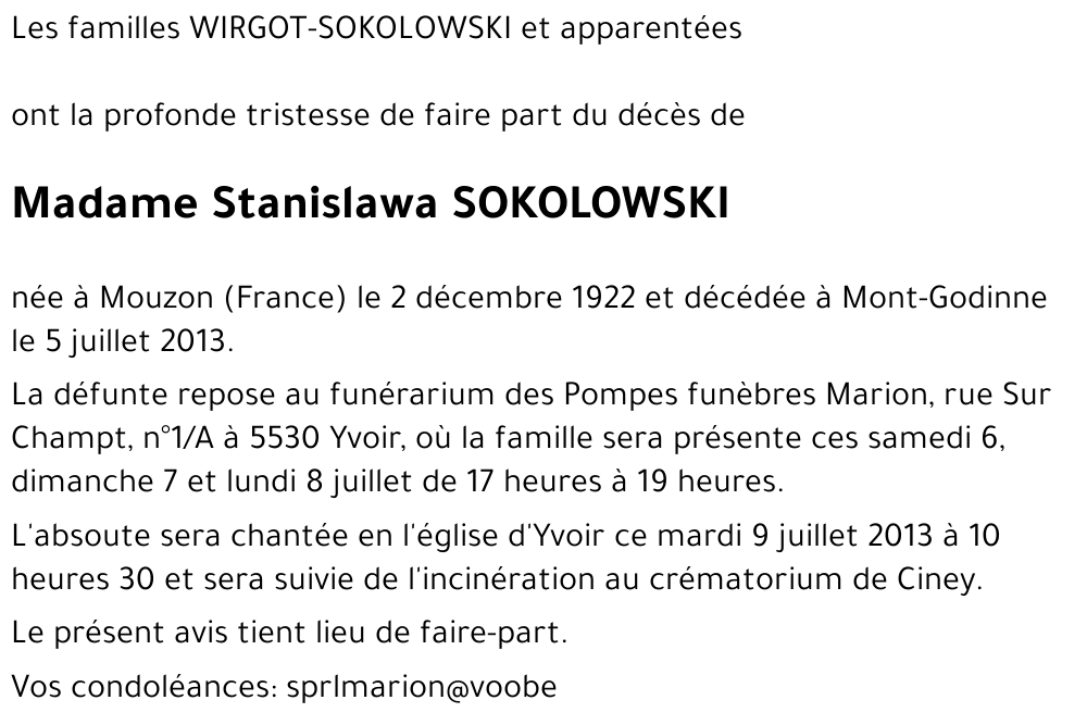 Stanislawa SOKOLOWSKI
