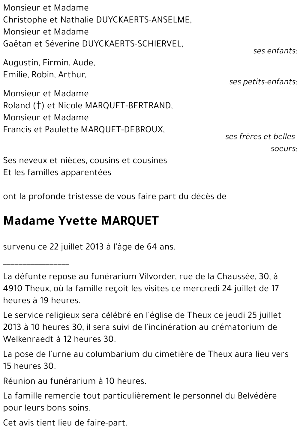 Yvette MARQUET