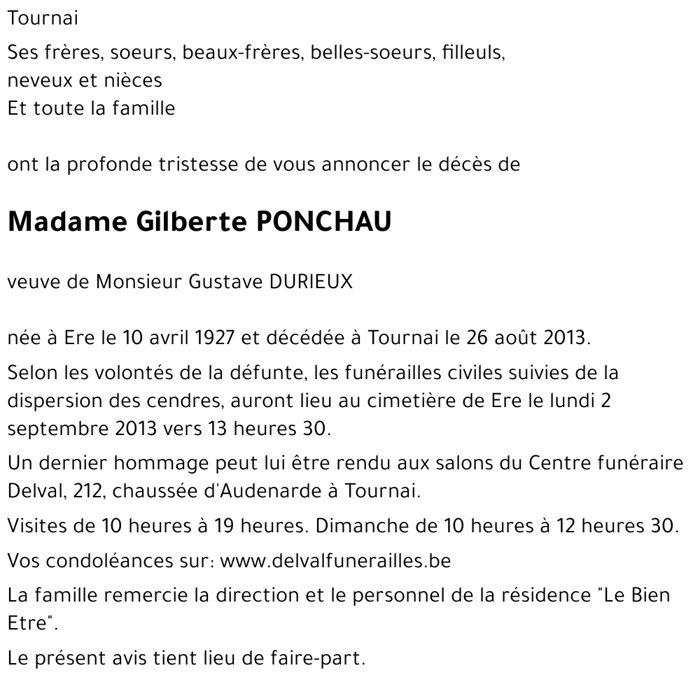 GILBERTE PONCHAU
