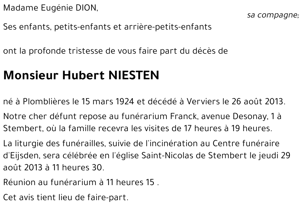 Hubert NIESTEN