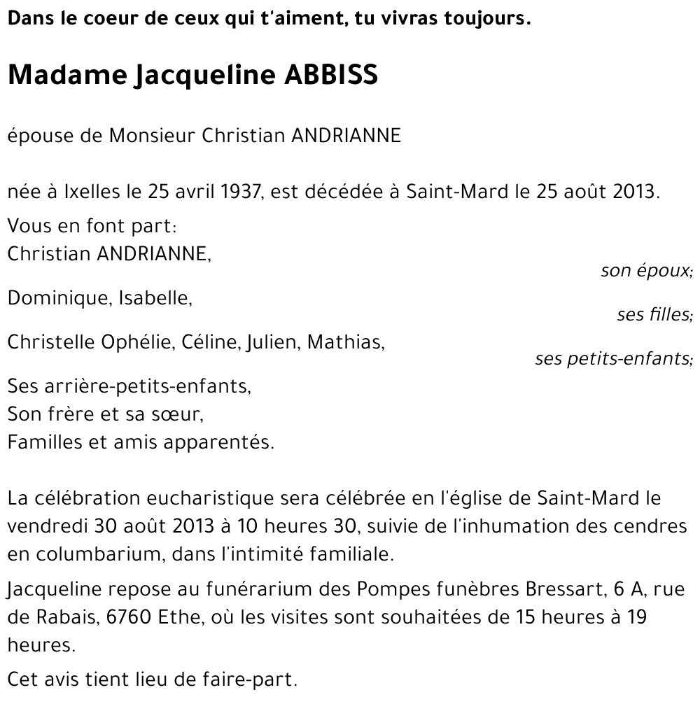 Jacqueline ABBISS