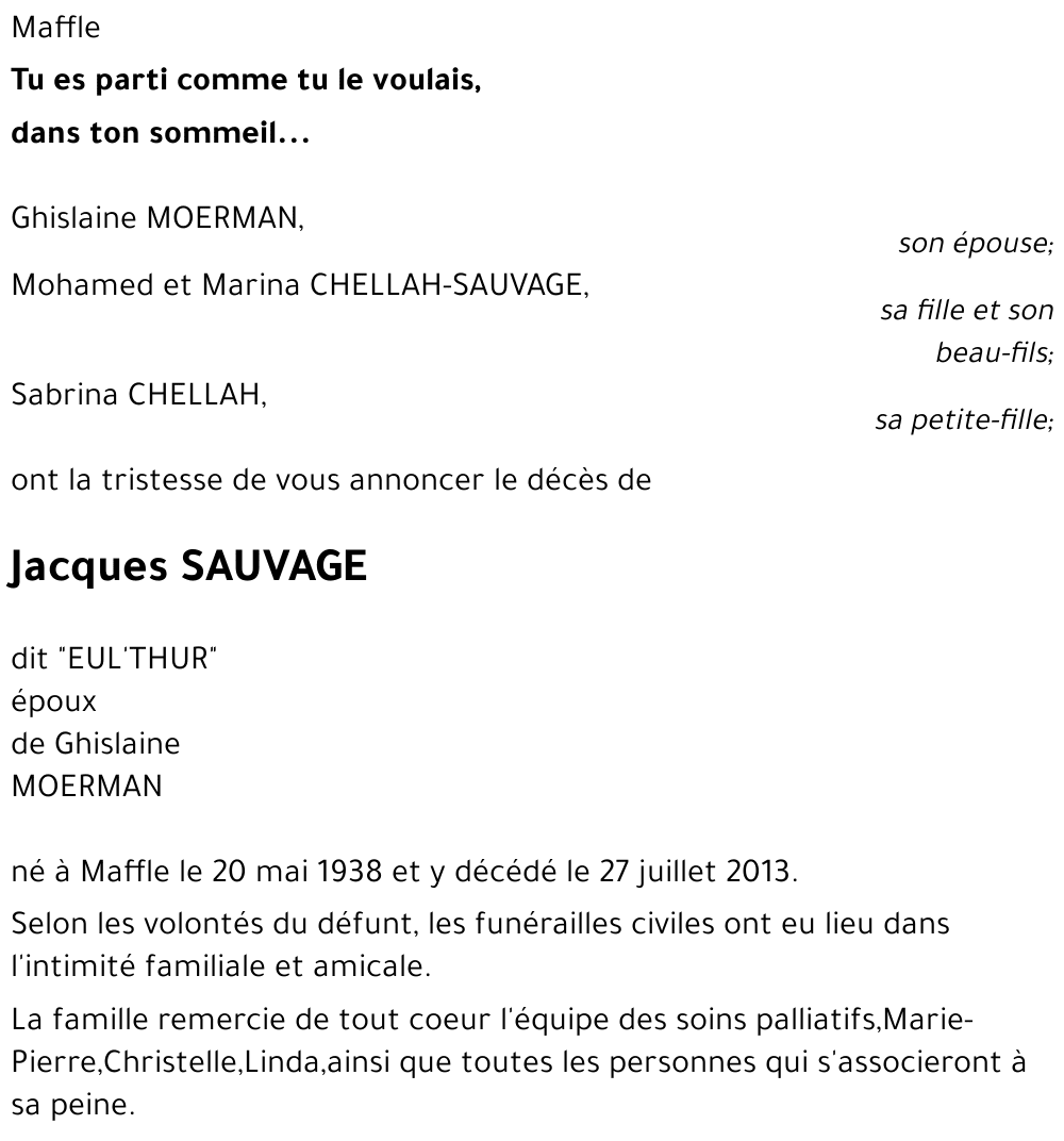 Jacques SAUVAGE dit 