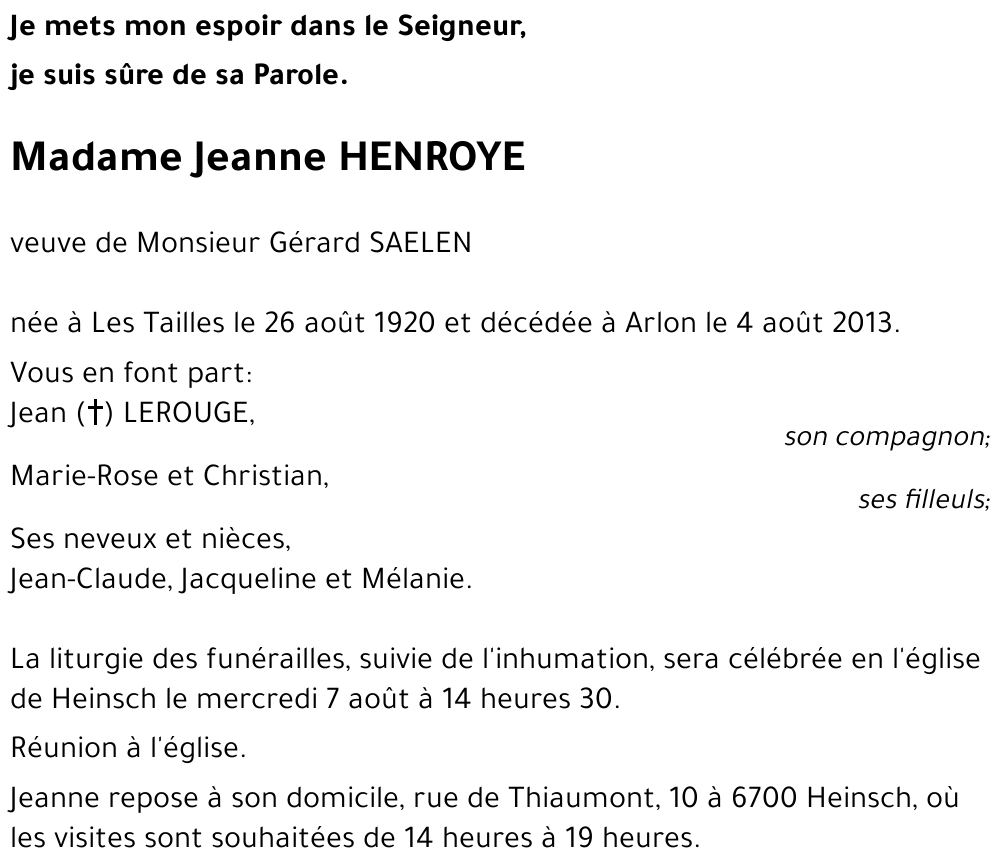 Jeanne HENROYE