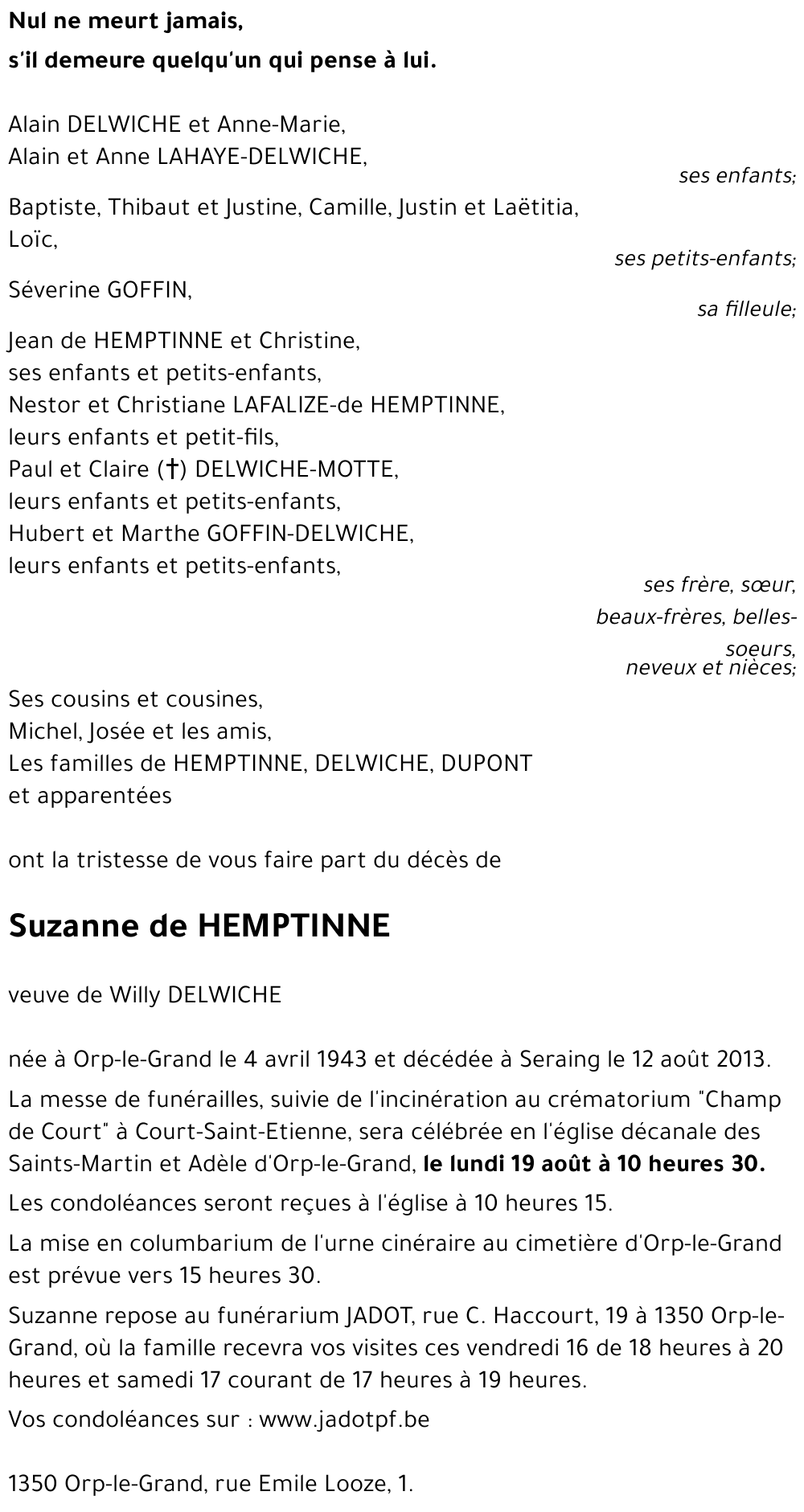 Suzanne de HEMPTINNE