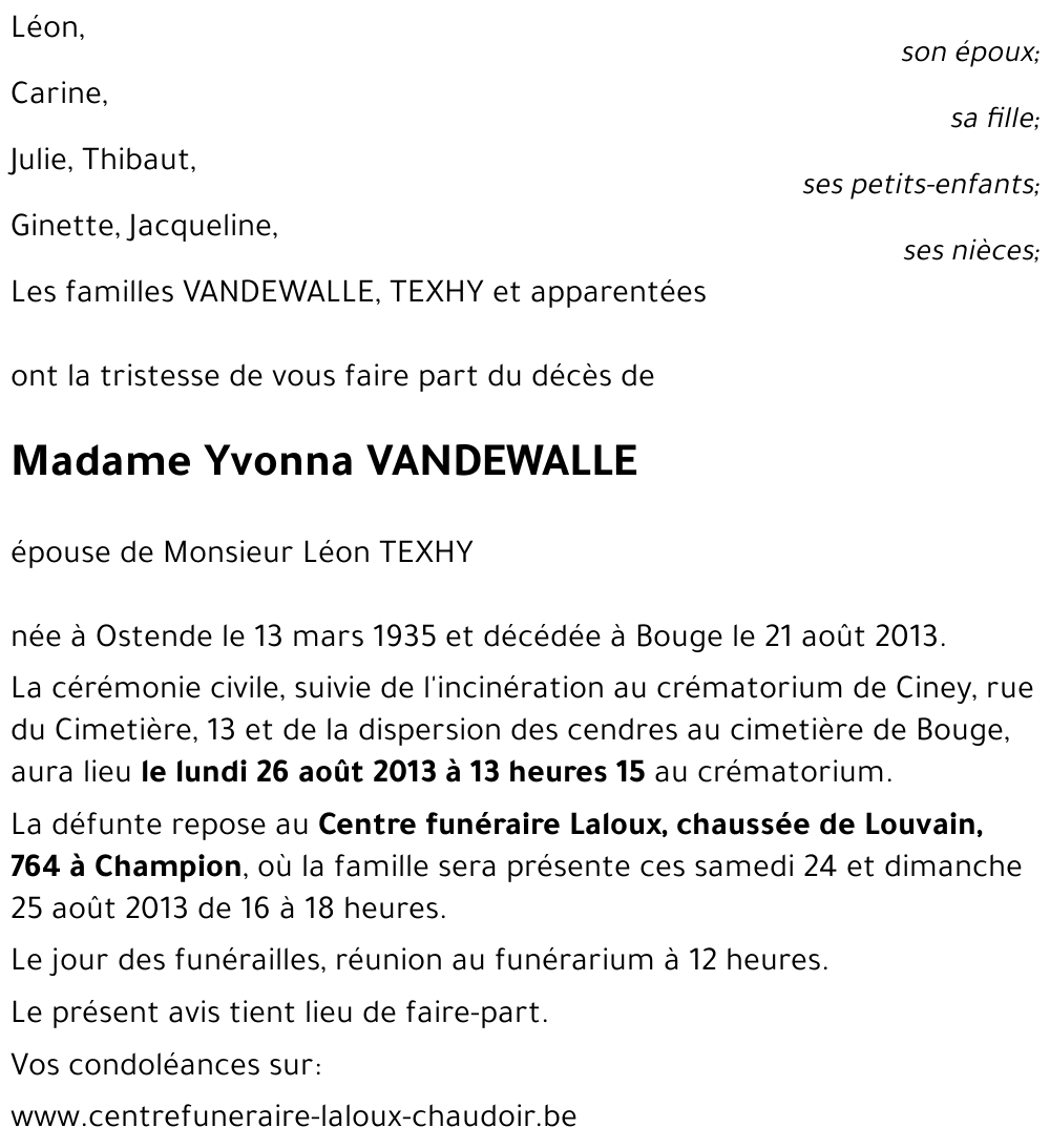 Yvonna VANDEWALLE
