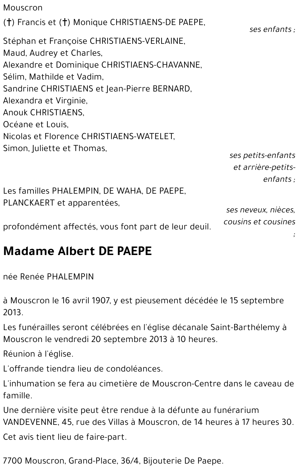 Albert DE PAEPE