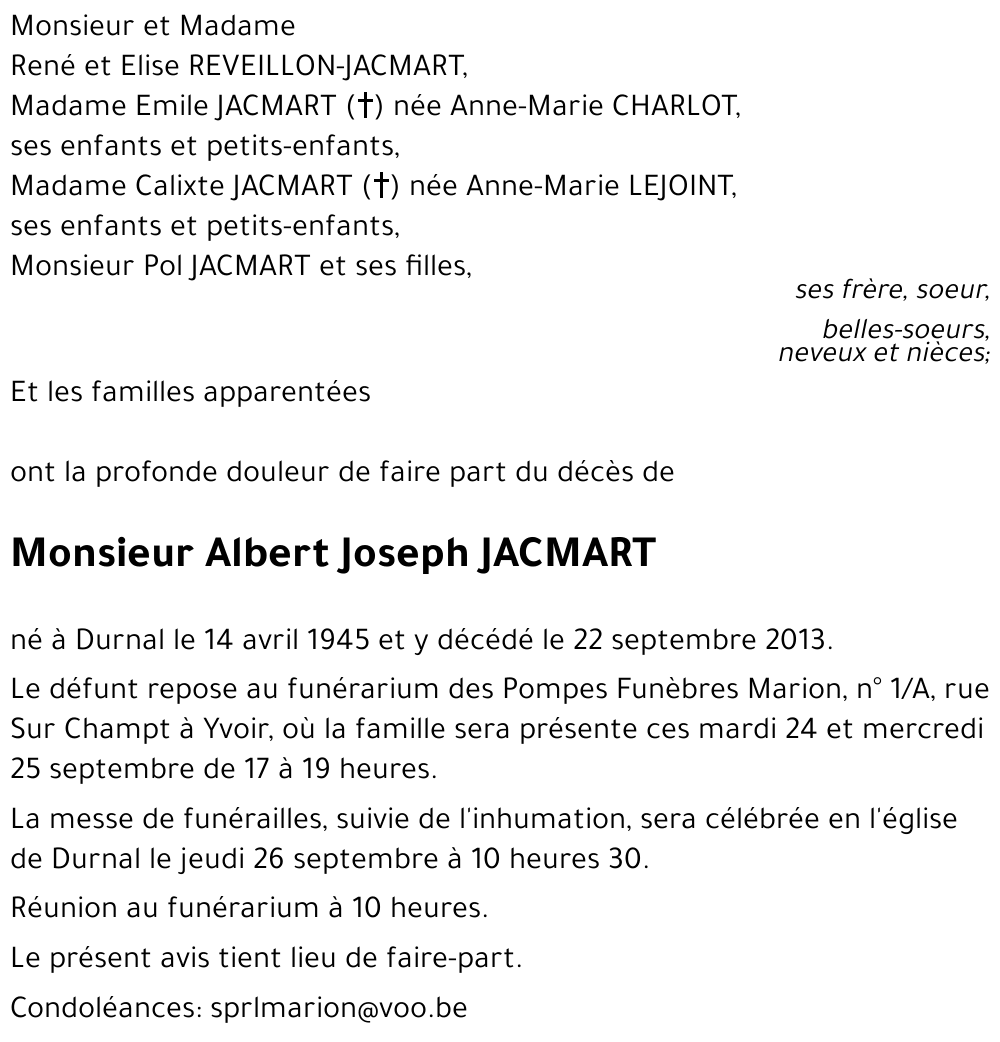 Albert Joseph JACMART