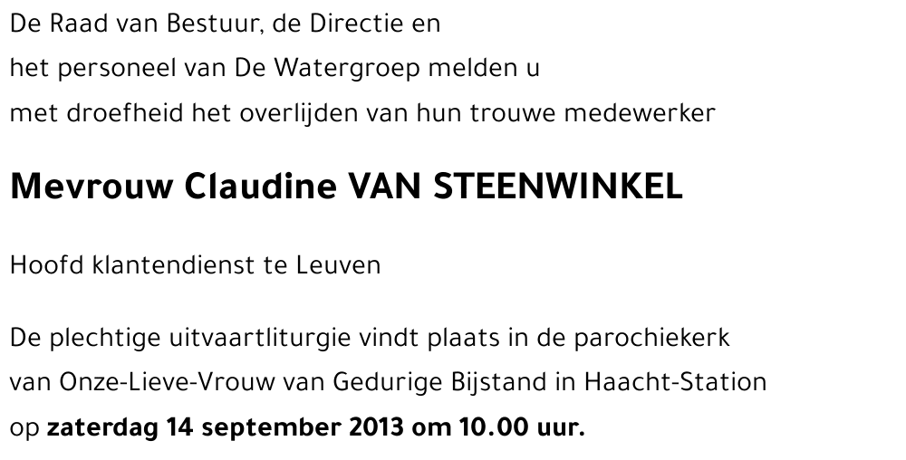 Claudine VAN STEENWINKEL