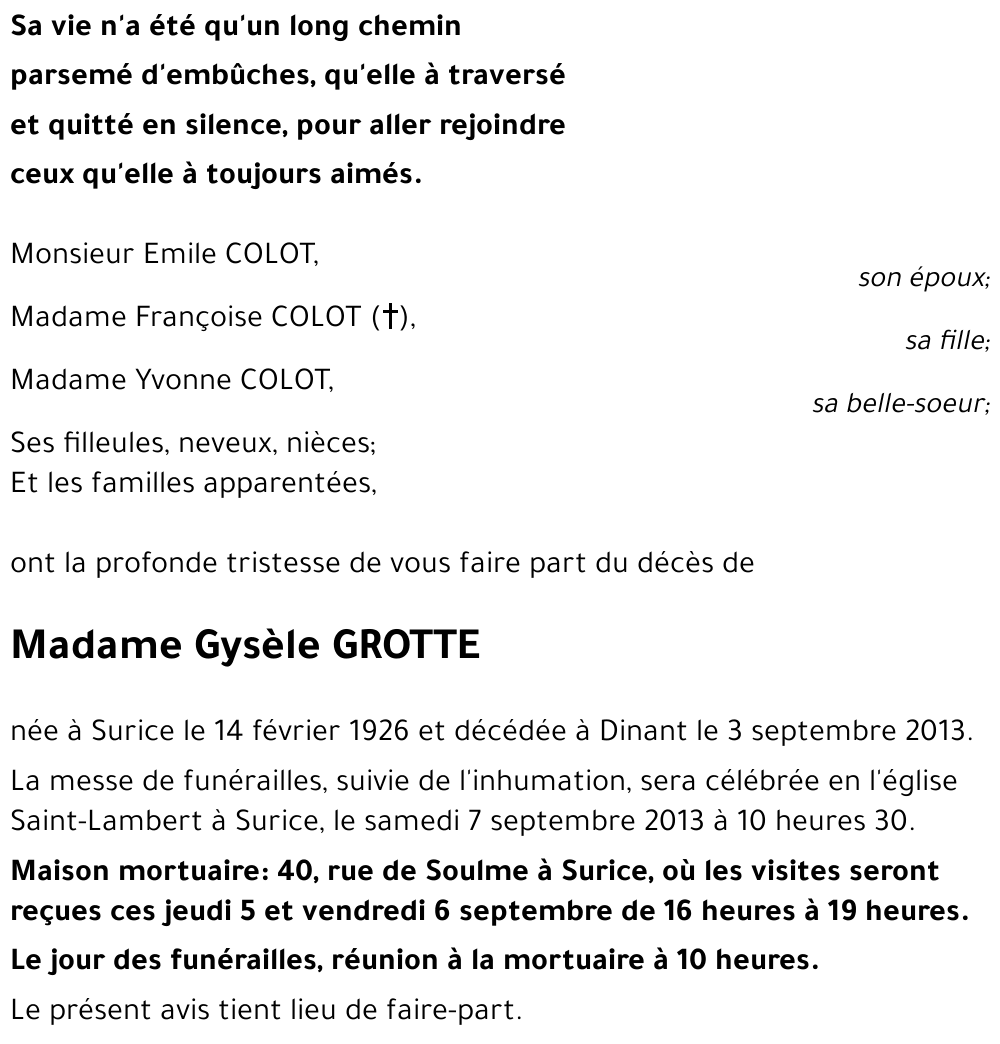 Gysèle GROTTE