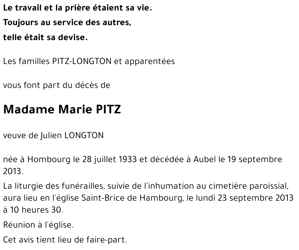 Marie PITZ
