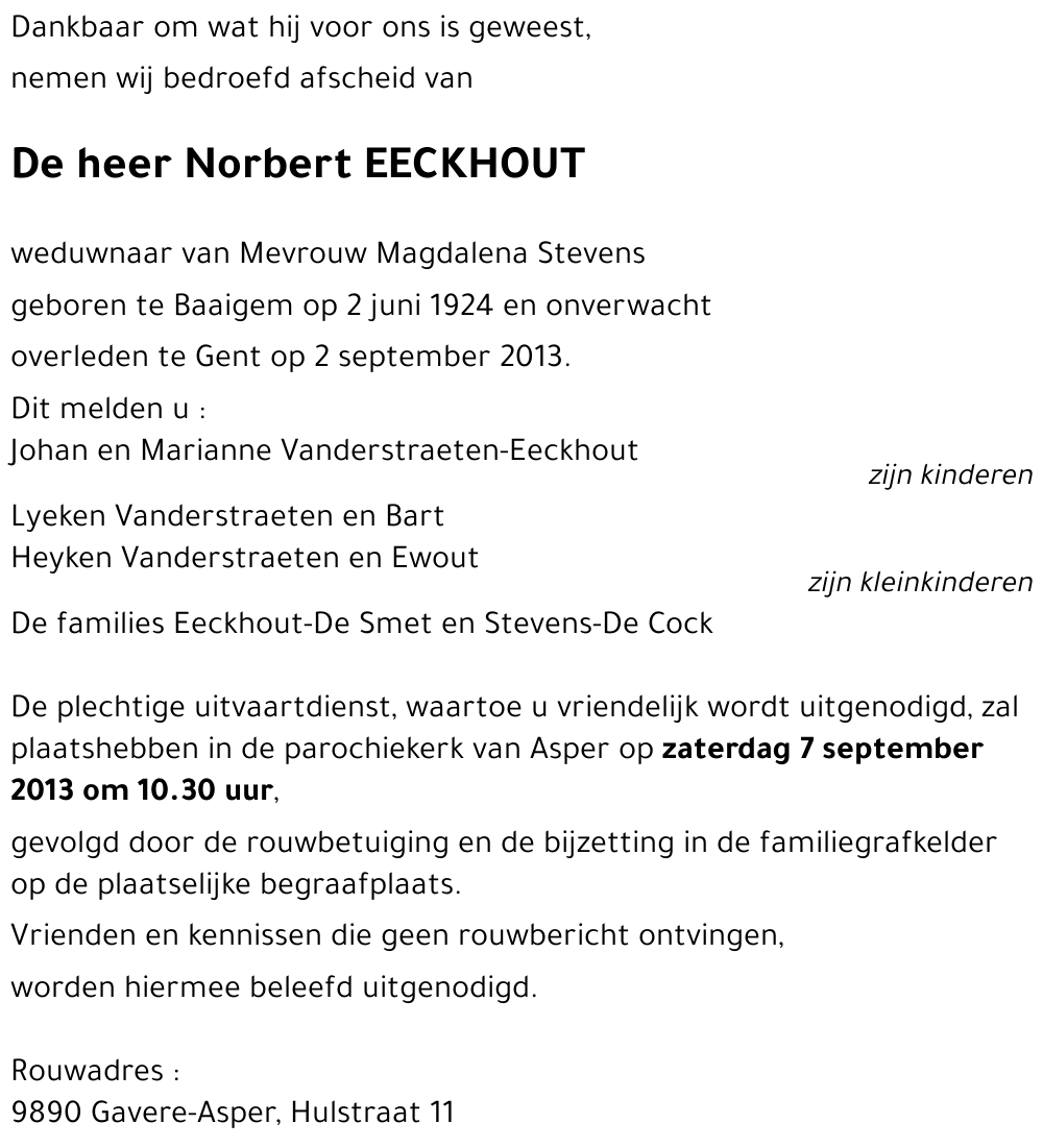 Norbert EECKHOUT