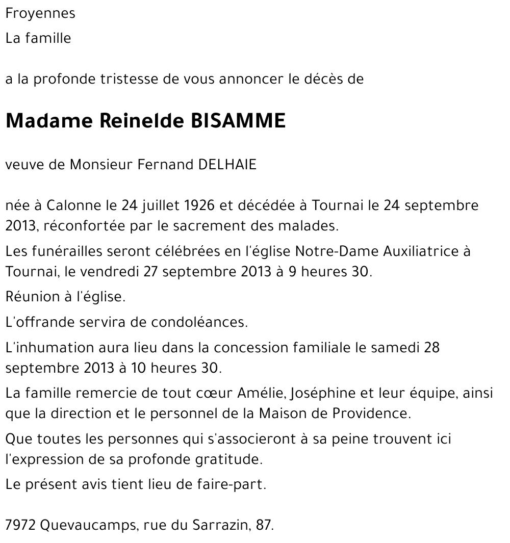 Reinelde BISAMME