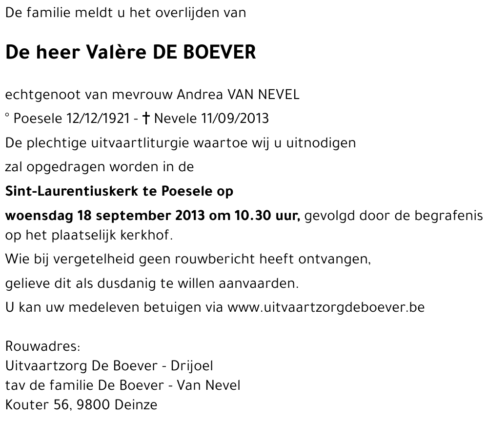 Valère DE BOEVER