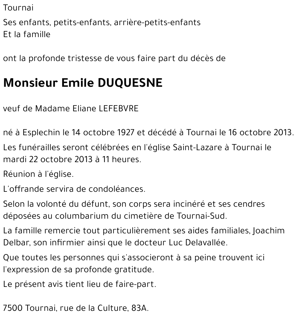 Emile DUQUESNE