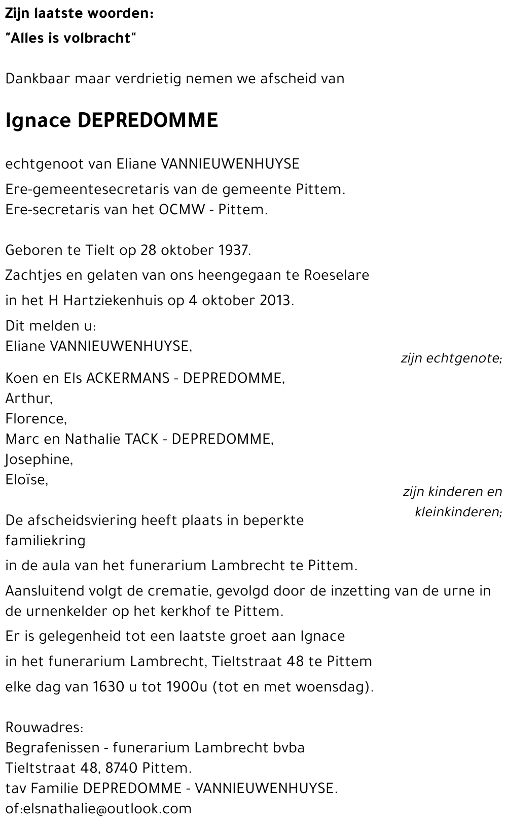 Ignace DEPREDOMME