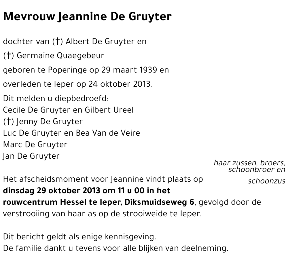 Jeannine De Gruyter