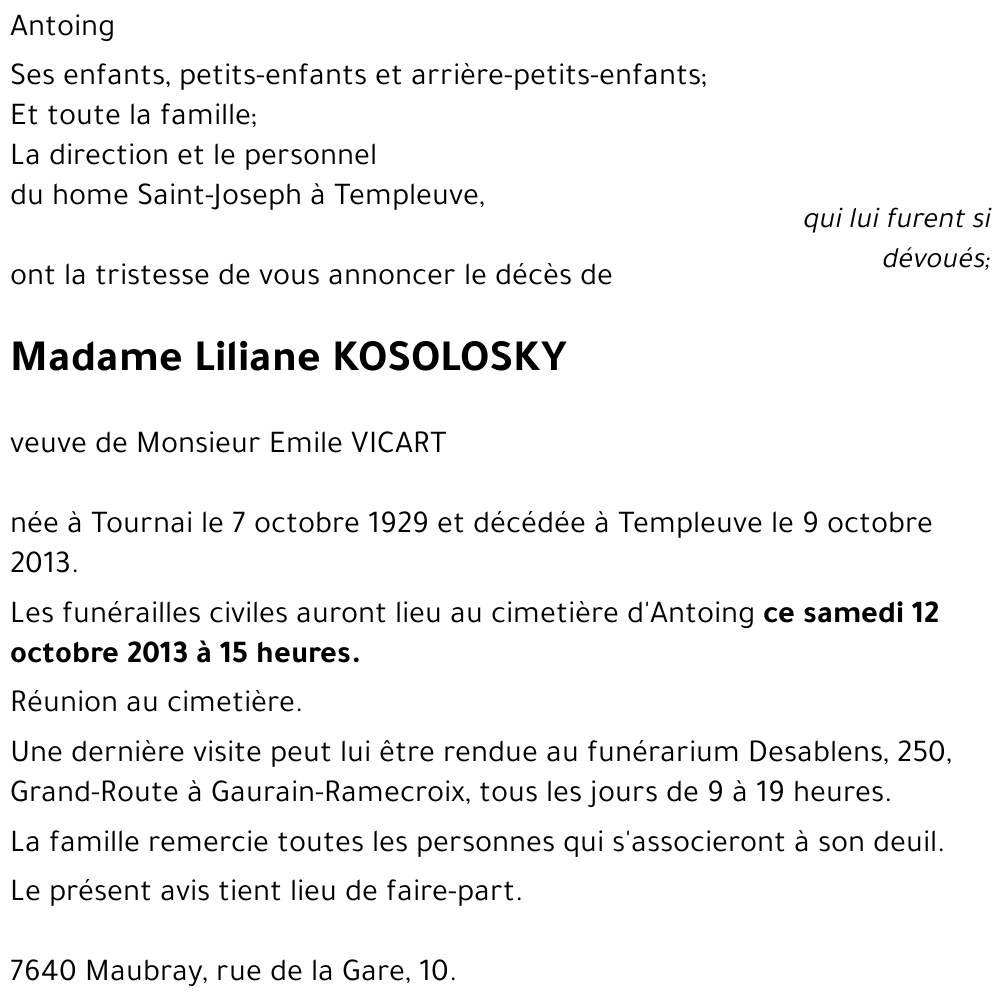 Liliane KOSOLOSKY