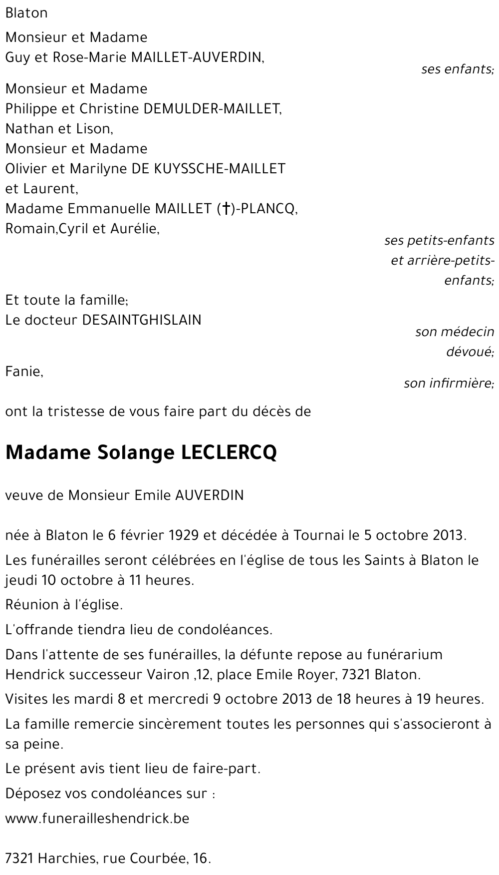 Solange LECLERCQ