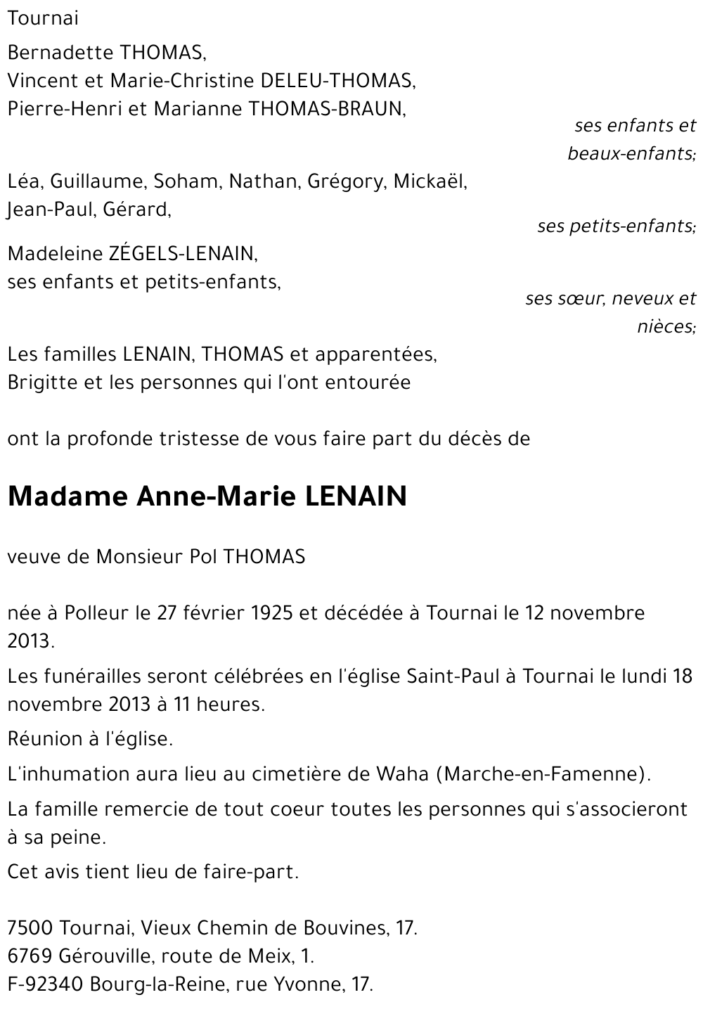 Anne-Marie LENAIN