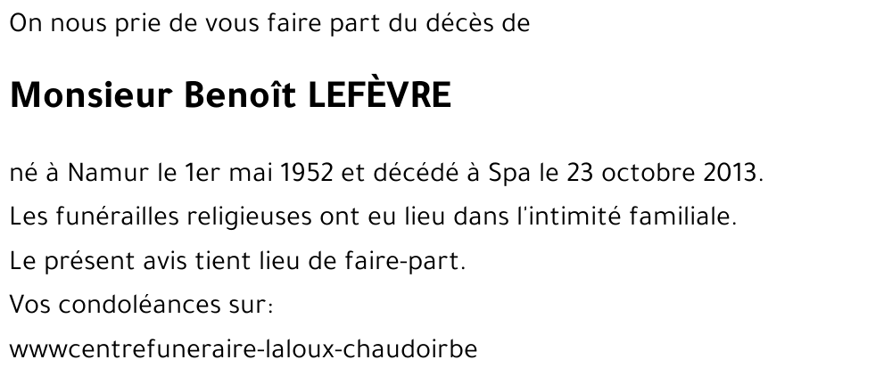 Benoît LEFÈVRE