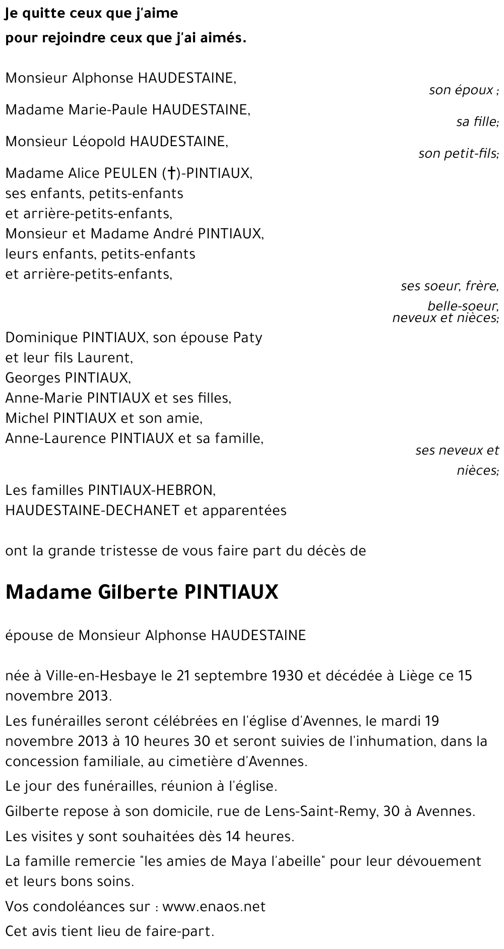 Gilberte PINTIAUX