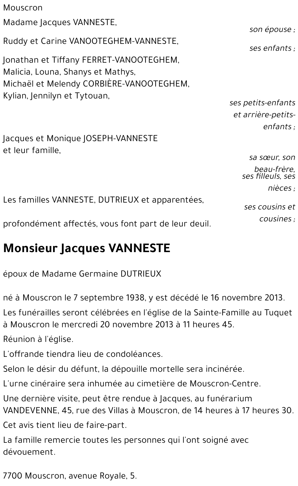 Jacques VANNESTE