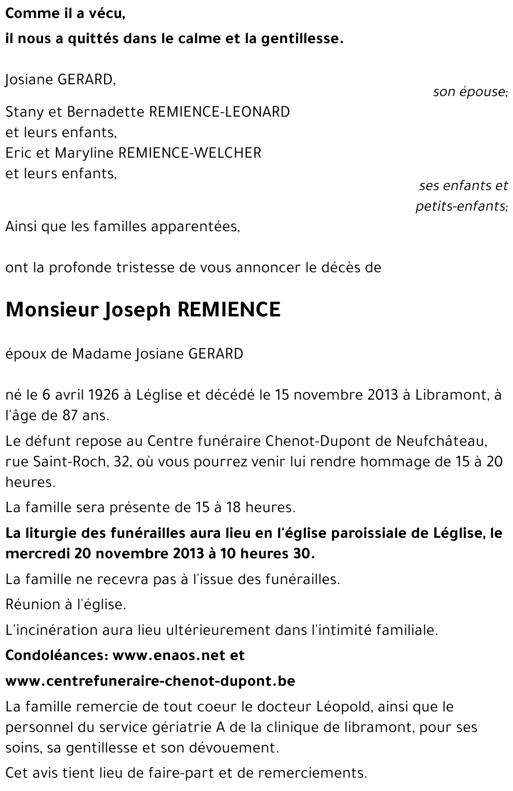 Joseph REMIENCE