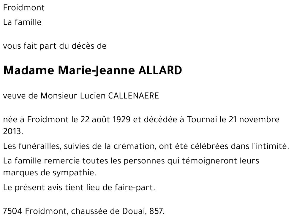 Marie-Jeanne ALLARD