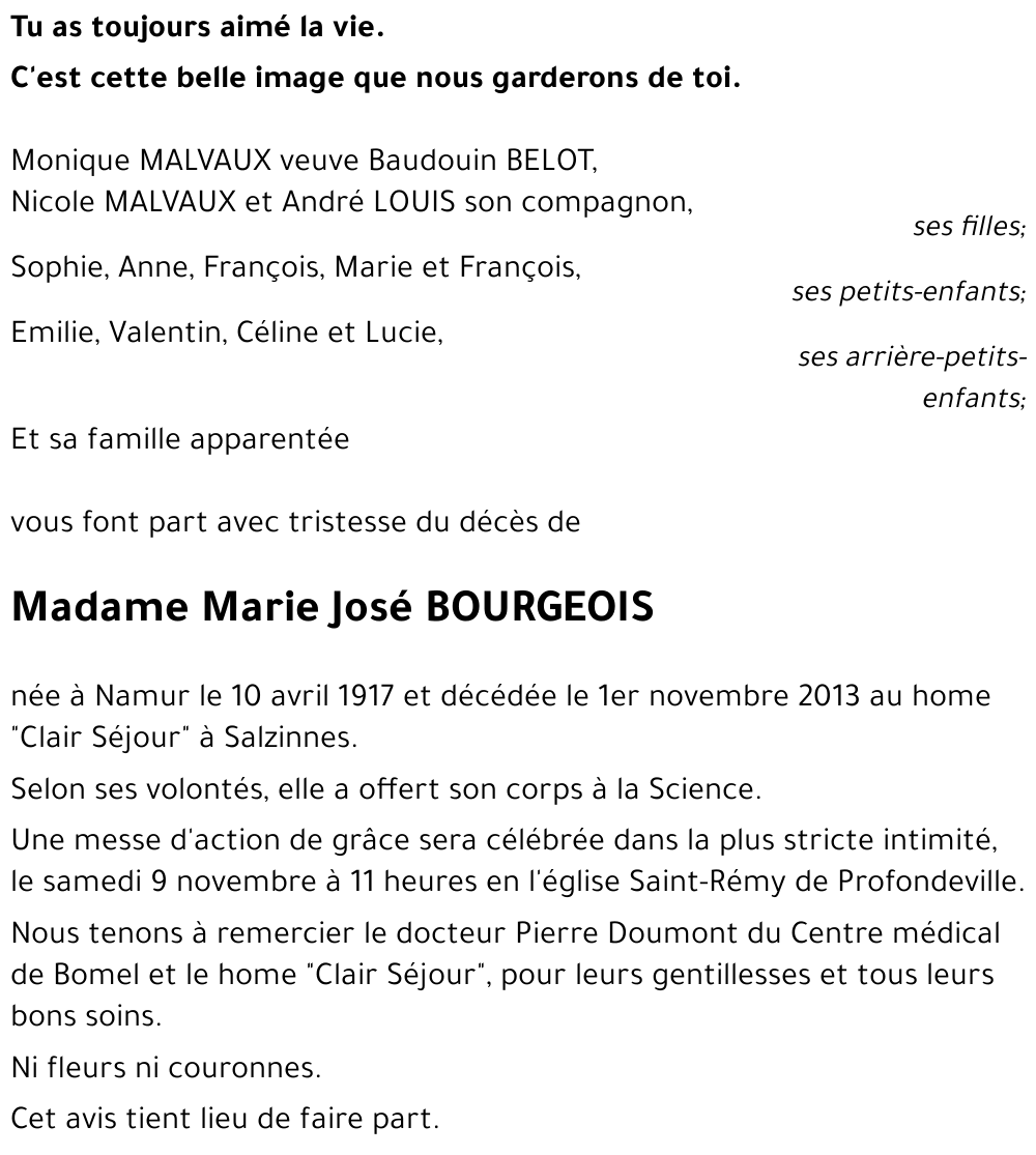 Marie José BOURGEOIS