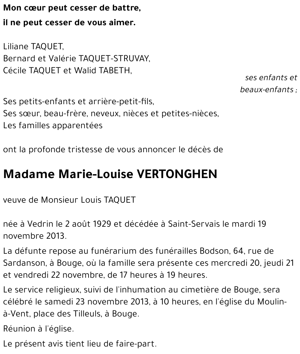 Marie-Louise VERTONGHEN